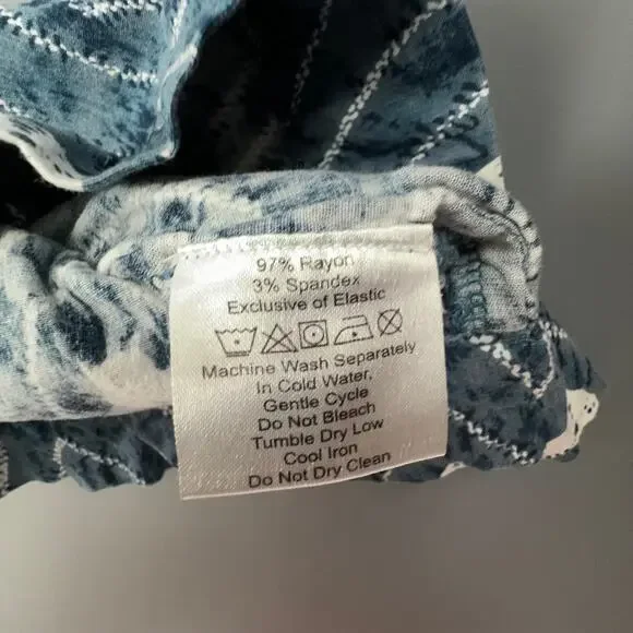 Earthbound Blue Boho Wide Leg Jumpsuit Medium Off Shoulder Smocked Waist - Picture 5 of 5